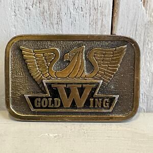 Vintage Hit Line USA Gold Wing Belt Buckle Honda Motorcycle Biker Retro